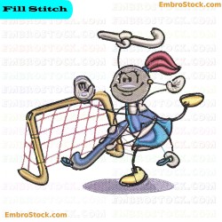 Sporty Spider Playing Hockey Embroidery Design 5