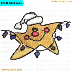 Star With Christmas Lights Embroidery Design 1