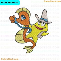 Starfish Riding A Seahorse Embroidery Design 7