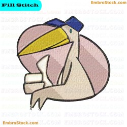 Stork Carrying Bundle Embroidery Design 7