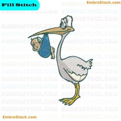 Stork Delivery Folklore Embroidery Design 1