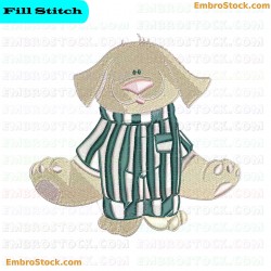 Striped Outfit Puppy Embroidery Design 5