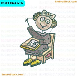 Student In Class Embroidery Design 2