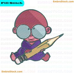 Student With Pencil Embroidery Design 10