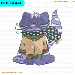 Stylish Cat Embroidery Design 4