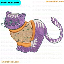 Stylish Cat Embroidery Design 5