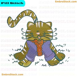 Stylish Cat Embroidery Design 6