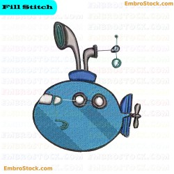 Submarine Embroidery Design 3