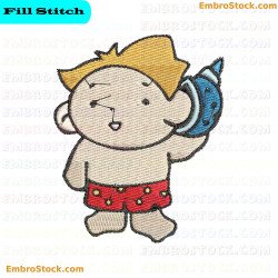 Summer Child Listening To Seashell Embroidery Design 9