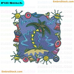 Summer Themed Embroidery Design 7