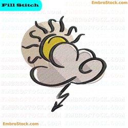 Sun And Cloud Embroidery Design 2