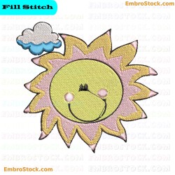 Sun And Cloud Embroidery Design 5