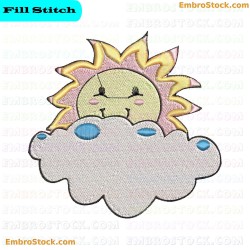 Sun And Cloud Embroidery Design 7