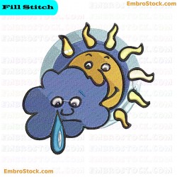 Sun And Cloud Embroidery Design 8