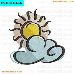 Sun And Clouds Embroidery Design 1