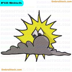 Sun And Clouds Embroidery Design 3