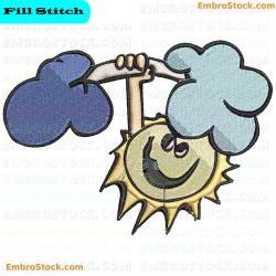 Sun Lifting Weights Embroidery Design 7