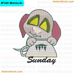 Sunday Puppy Embroidery Design 4