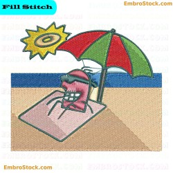 Sunny Day At The Beach Embroidery Design 2