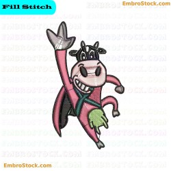 Super Cow Embroidery Design 1