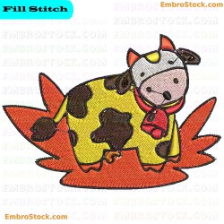 Super Cow Embroidery Design 32