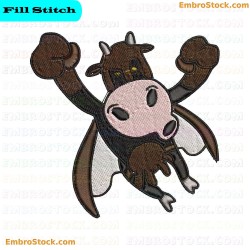 Super Cow Embroidery Design 4