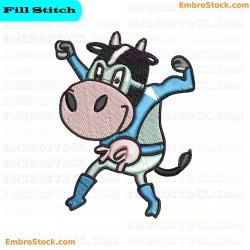 Super Cow In Superhero Costume Embroidery Design 5