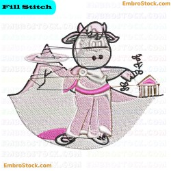 Superhero Cow Embroidery Design 19