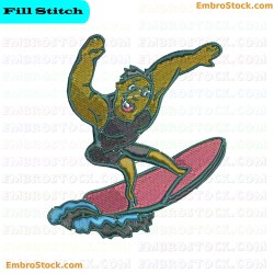 Surfer Embroidery Design 6