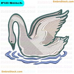 Swan Embroidery Design 14