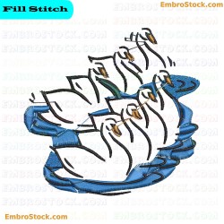 Swan Embroidery Design 15