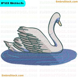 Swan Embroidery Design 6