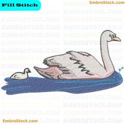 Swan Embroidery Design 7