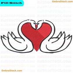 Swan Heart Embroidery Design 7