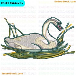 Swan On Nest Embroidery Design 16