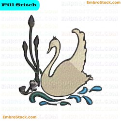 Swan Swans Embroidery Design 1