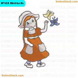 Sweet Rabbit Girl Embroidery Design 2