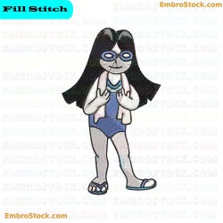 Swimming Girl Embroidery Design 10