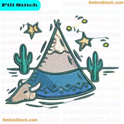 Tent With Stars And Cacti Embroidery Design 17