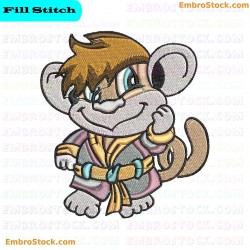 Thoughtful Morning Monkey Embroidery Design 1