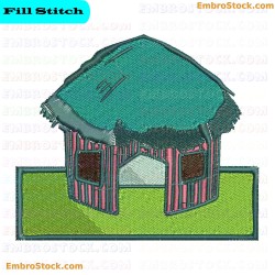 Traditional African Hut Embroidery Design 7