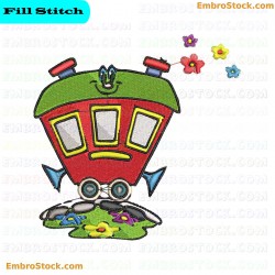 Train Shaped House Embroidery Design 12