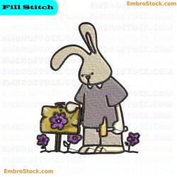 Traveling Joe Rabbit Embroidery Design 5