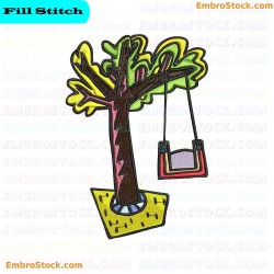 Tree And Swing Embroidery Design 65