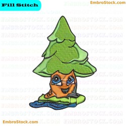 Tree With Human Like Features Embroidery Design 14