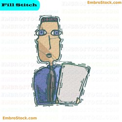 Trembling Character Holding A Large Paper Embroidery Design 7