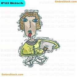 Trembling Character Holding An Envelope Embroidery Design 2