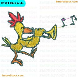 Trumpet Playing Chicken Embroidery Design 15