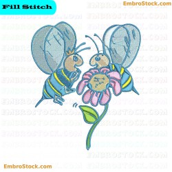 Two Bees And A Flower Embroidery Design 30