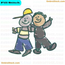 Two Cartoon Characters Embroidery Design 19